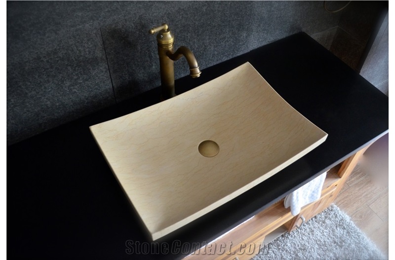 Sunny Beige Marble Vessel Sinks / Retangle Basins