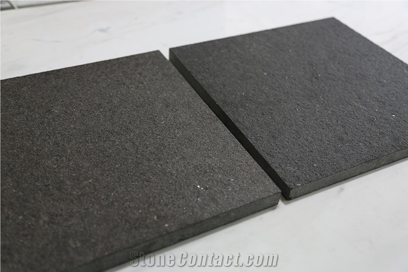 Top Flamed New Shanxi Black Granite Tile Floor / Wall