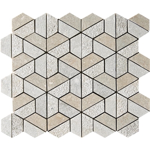 Seagrass Textured 3d Hexagon Marble Mosaic