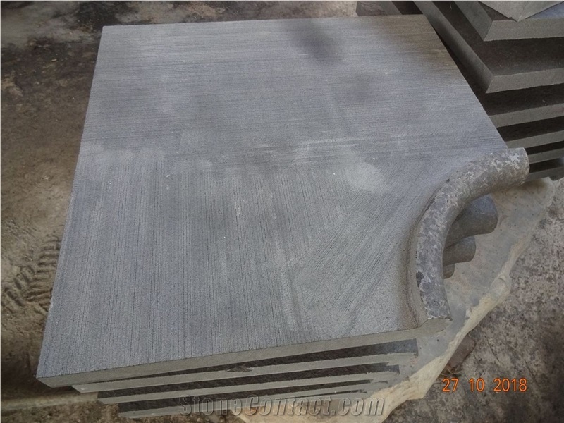 Bazalt Bullnose Long Egde, Top Flamed, Dropface Pool Coping,Bullnose Coping