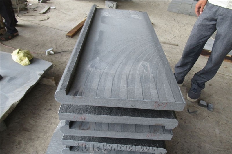 Bazalt Bullnose Long Egde, Top Flamed, Dropface Pool Coping,Bullnose Coping