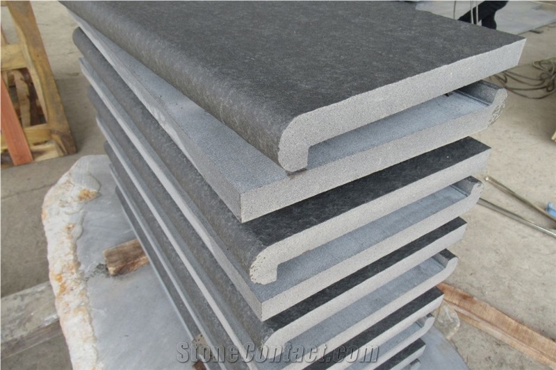 Bazalt Bullnose Long Egde, Top Flamed, Dropface Pool Coping,Bullnose Coping