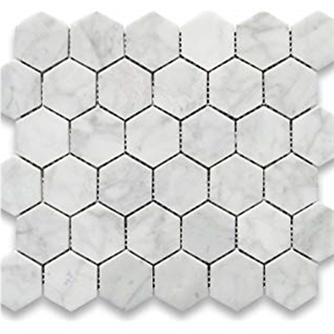 Bianco Carrara Marble Hexagon Mosaic Tiles