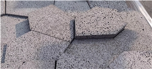 Black Basalt with Holes for Exterial Floor Tile