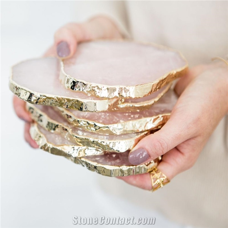 Blue Semiprecious Stone / Gemstone Cup Tray / Plates for Coffee
