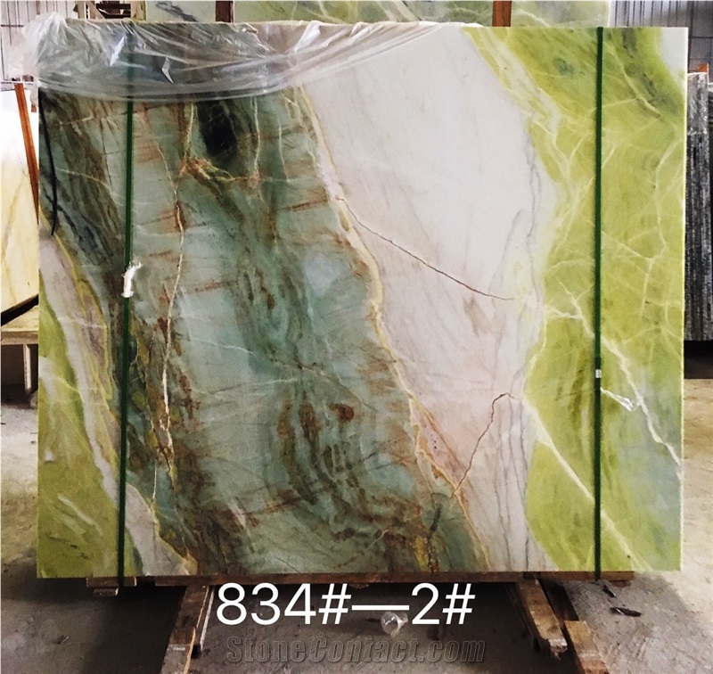 Fantasy Dream Mountain Green Marble Slab Wall Background