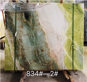 Fantasy Dream Mountain Green Marble Slab Wall Background