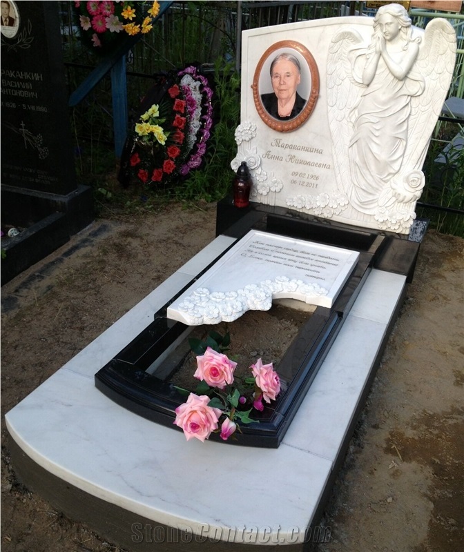 Upright White Marble Granite Monument Tombstone