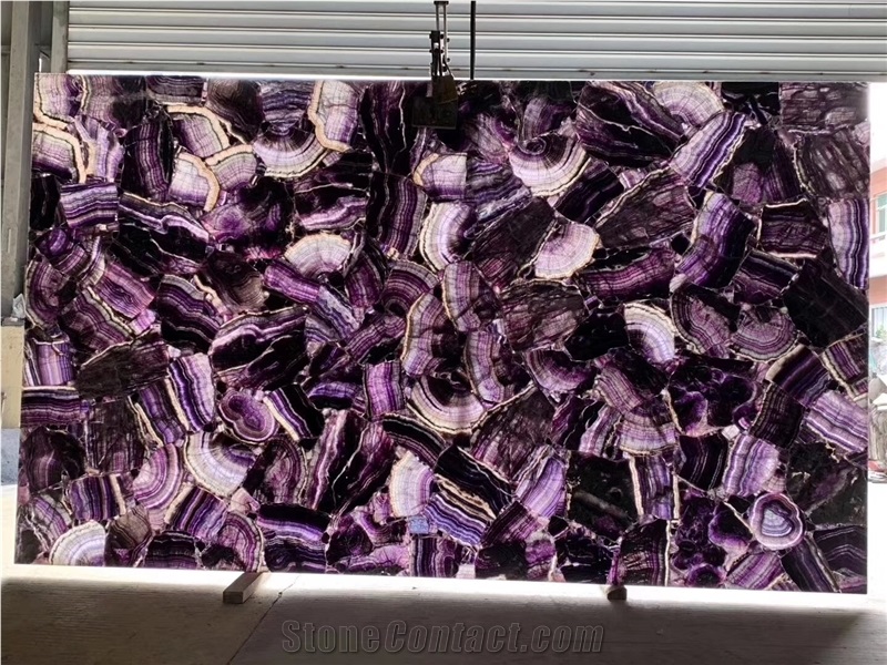 Amethyst Agate Gemstone Slab Translucent Wall Slab,Luxury Backlit Stone