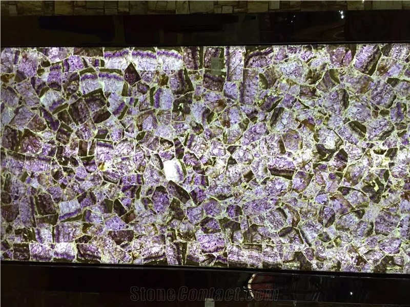 Amethyst Agate Gemstone Slab Translucent Wall Slab,Luxury Backlit Stone