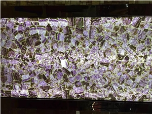 Amethyst Agate Gemstone Slab Translucent Wall Slab,Luxury Backlit Stone
