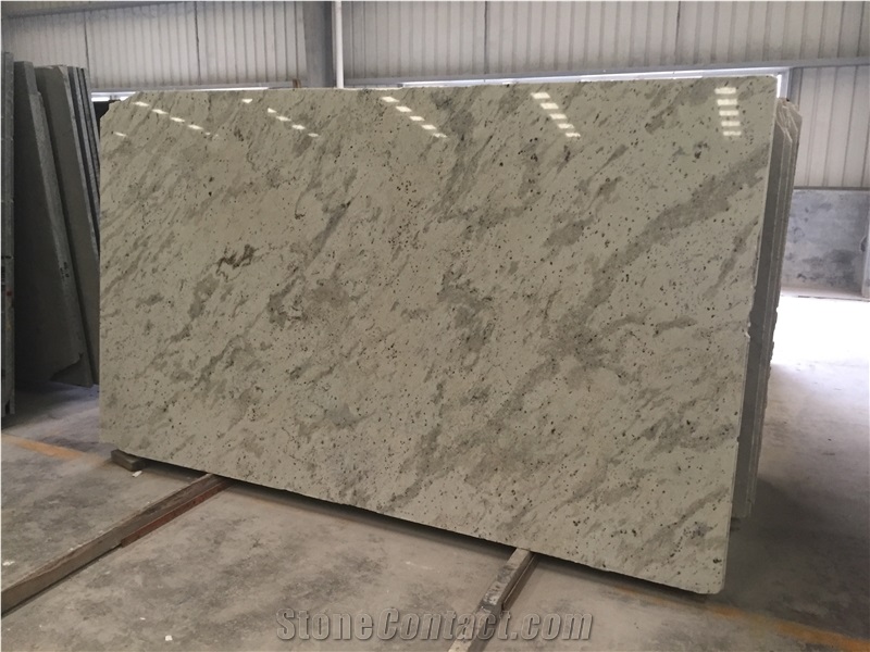 Andromeda White Granite Slab, Prefab Cut Kitchen