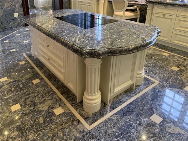 Azul Bahia Granite Waterjet Interior Border Lines,Molding