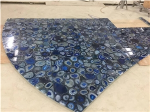 Backlit Blue Agate Semiprecious Stone Countertop