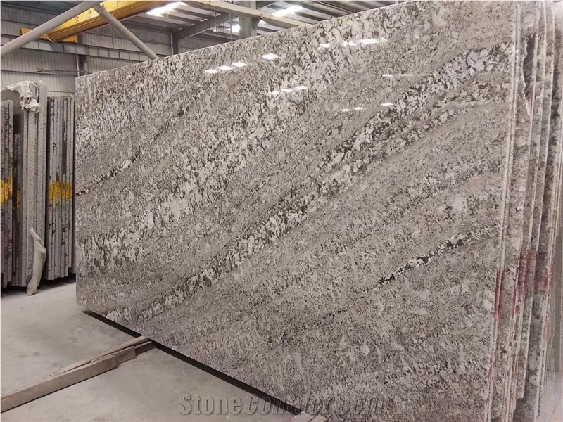 Bianco Antico Brazil White Granite Polished Kitchen Slab, River Galaxy