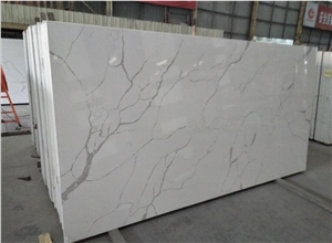 Bianco Calacatta White Quartz Stone Kitchen Slab Solid Surface