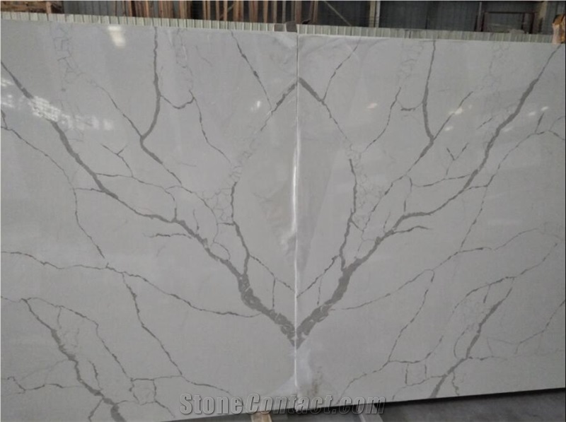 Bianco Calacatta White Quartz Stone Kitchen Slab Solid Surface