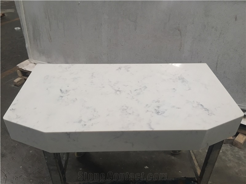 Bianco Carrara Quartz Stone Kitchen Island Countertop