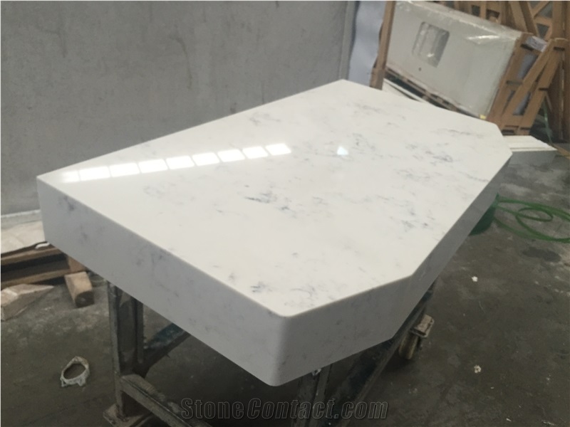 Bianco Carrara Quartz Stone Kitchen Island Countertop