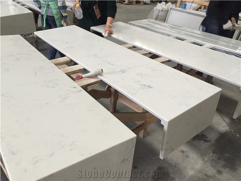 Bianco Carrara Quartz Stone Kitchen Island Countertop