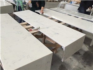 Bianco Carrara Quartz Stone Kitchen Island Countertop