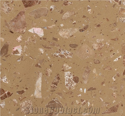 Bubble Tea Brown Crystal Quartz Artificial Stone for Kitchen