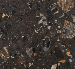 Bubble Tea Brown Crystal Quartz Artificial Stone for Kitchen