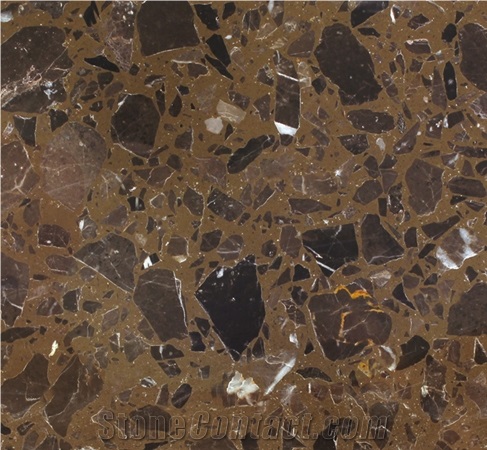 Bubble Tea Brown Crystal Quartz Artificial Stone for Kitchen