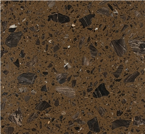 Bubble Tea Brown Crystal Quartz Artificial Stone for Kitchen