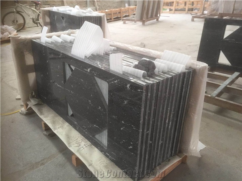 Cloud Black Forest Granite Bathroom Vanity Top