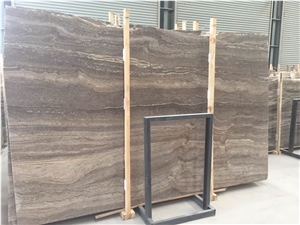 Coffee Brown Travertine Slabs Vein Cut, Floor Pattern Tile