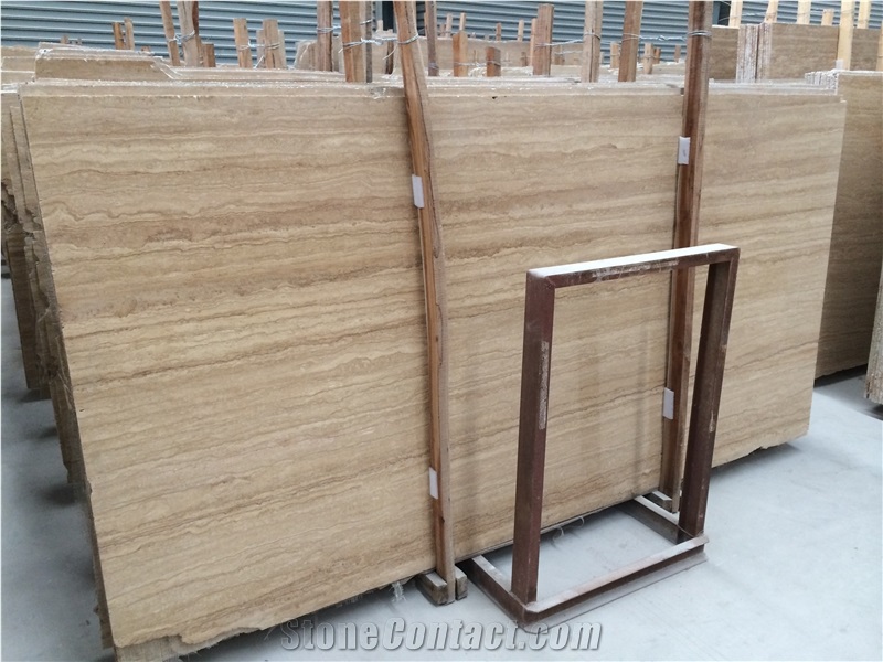 Coffee Brown Travertine Slabs Vein Cut, Floor Pattern Tile