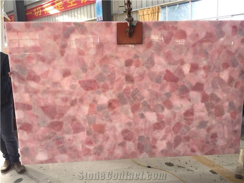 Crystal Pink Semiprecious Stone Slab,Gemstone