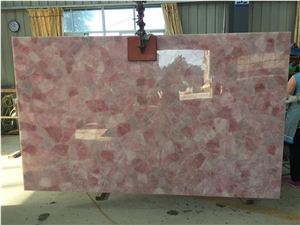 Crystal Pink Semiprecious Stone Slab Translucent