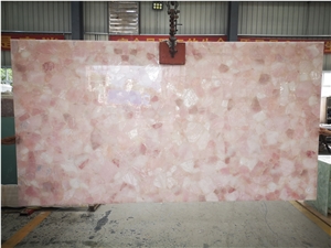 Crystal Pink Semiprecious Stone Slab Translucent