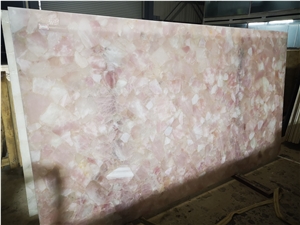 Crystal Pink Semiprecious Stone Slab Translucent