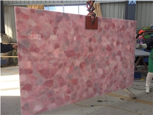 Crystal Pink Semiprecious Stone Slab Translucent