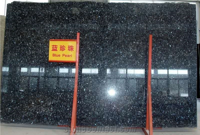 Emerald Blue Pearl Granite Slab Polished / Glossy Wall Granite Tile
