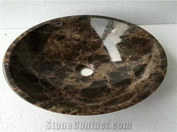 Emperador Dark Marble Round Sinks, Vessel Basin
