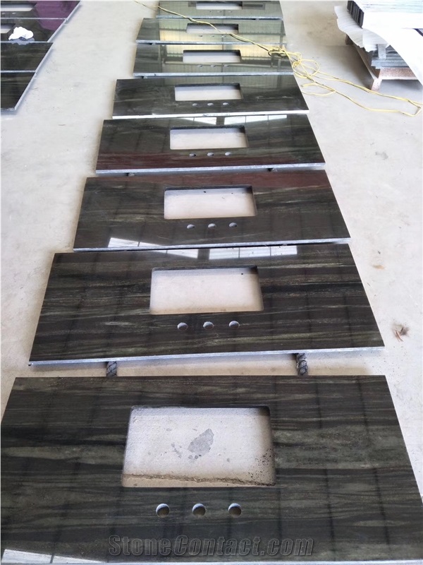 Galaxy Olive Green Forest Wave Granite Bath Top