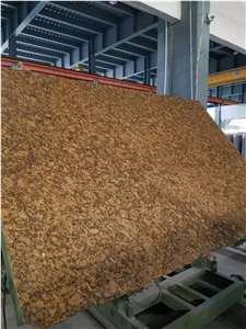 Giallo Venzino Fiorito Granite Slab, Brazil Gold Kitchentop Prefab Design