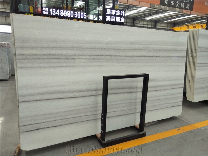 Glacier White Crystal Wooden Vein Marble Slab