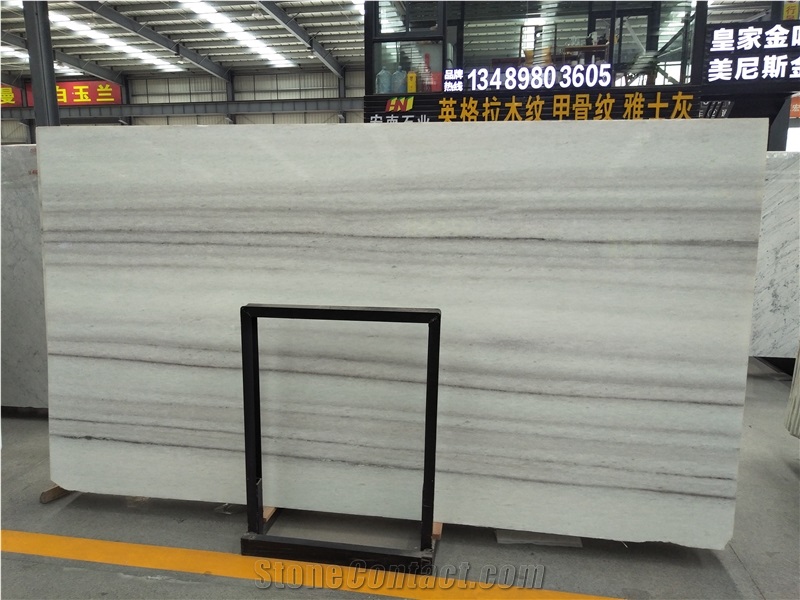 Glacier White Crystal Wooden Vein Marble Slab