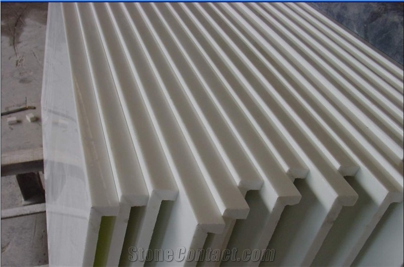 Glass Crystallized Stone Stairs,White Artificial Marble Floor Steps