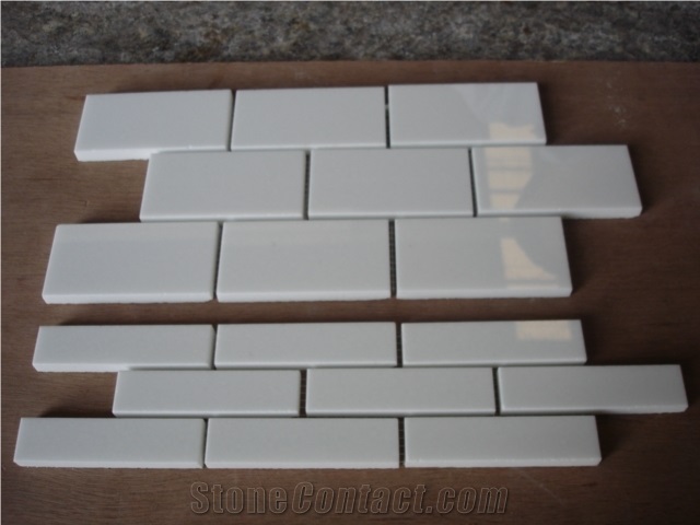 Glass Crystallized Stone Stairs,White Artificial Marble Floor Steps