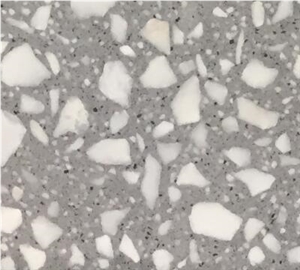 Grey Terrazzo Stone Tile, Small Slab Floor Pattern Paving