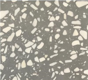 Grey Terrazzo Stone Tile, Small Slab Floor Pattern Paving