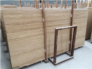 Iran Coffee Brown Wooden Vein Cut Travertine Slab,Pattern Tile