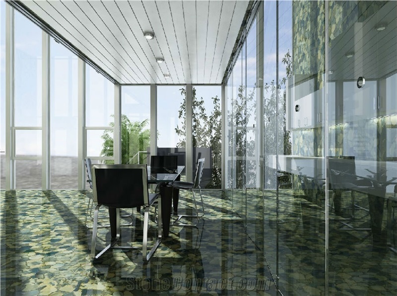 Lotus Green Agate Stone Semiprecious Slab Interior Wall