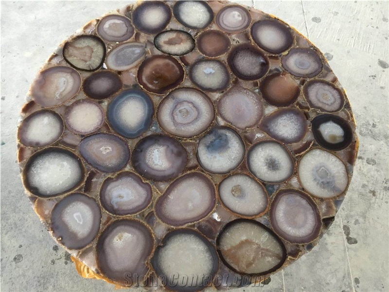 Luxury Purple Agate Stone Interior Polished Round Table